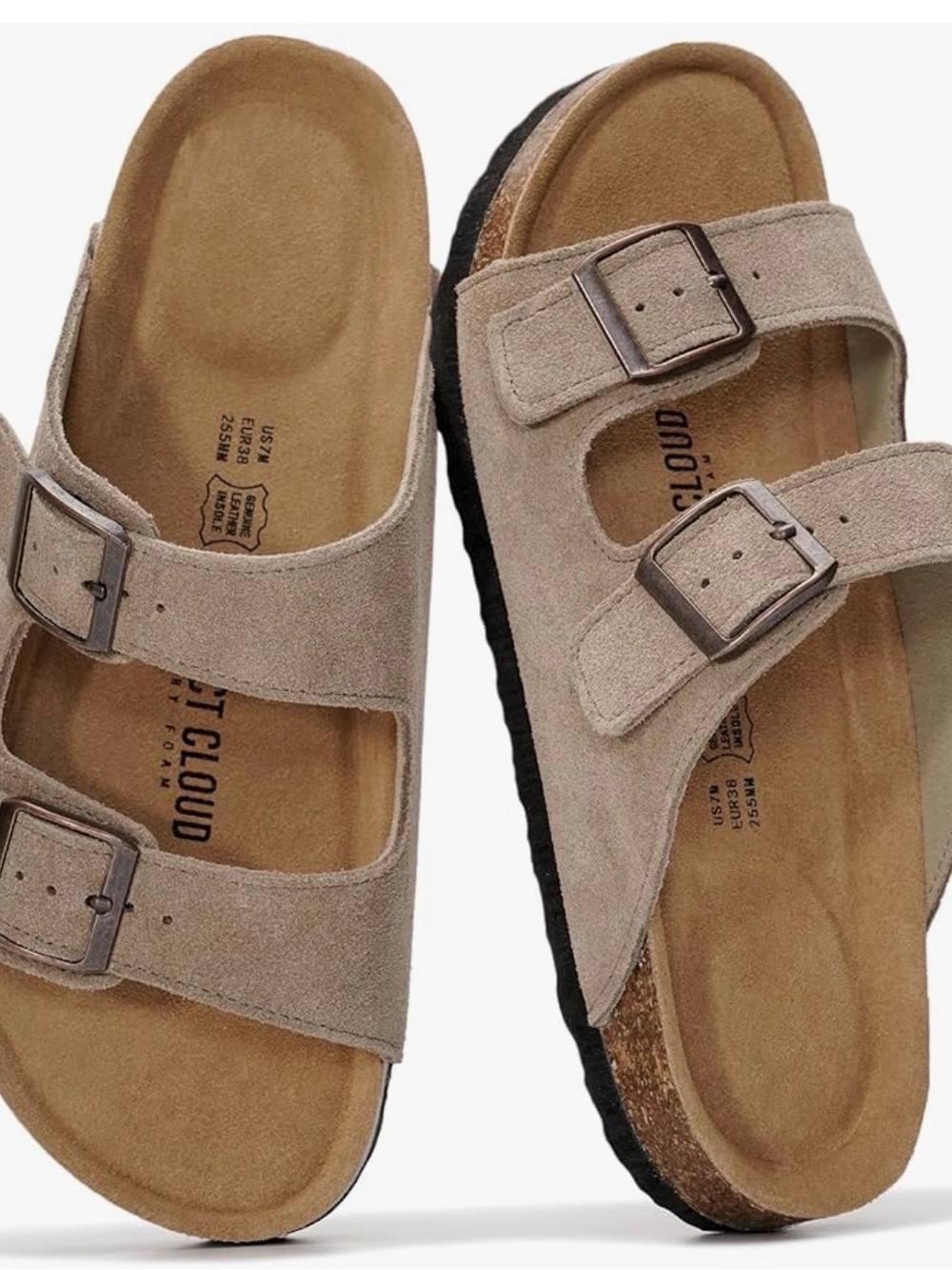 Sandals - Beige Suede Adjustable Straps